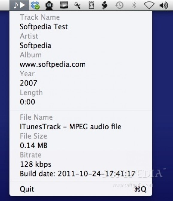 iTunes Current Track screenshot