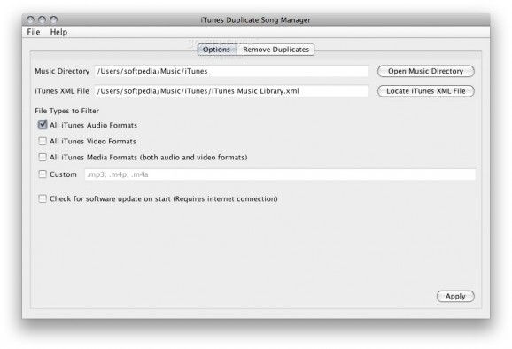 iTunes Duplicate Song Manager screenshot
