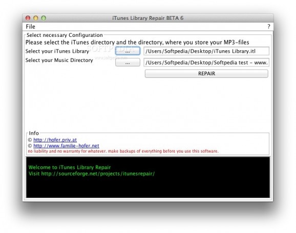 iTunes Library Repair screenshot