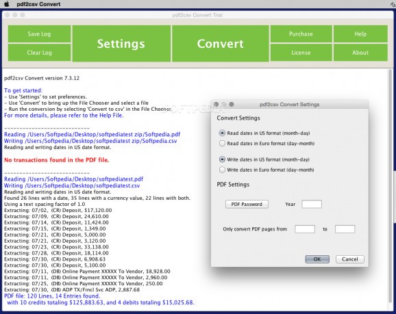 pdf2csv Convert screenshot